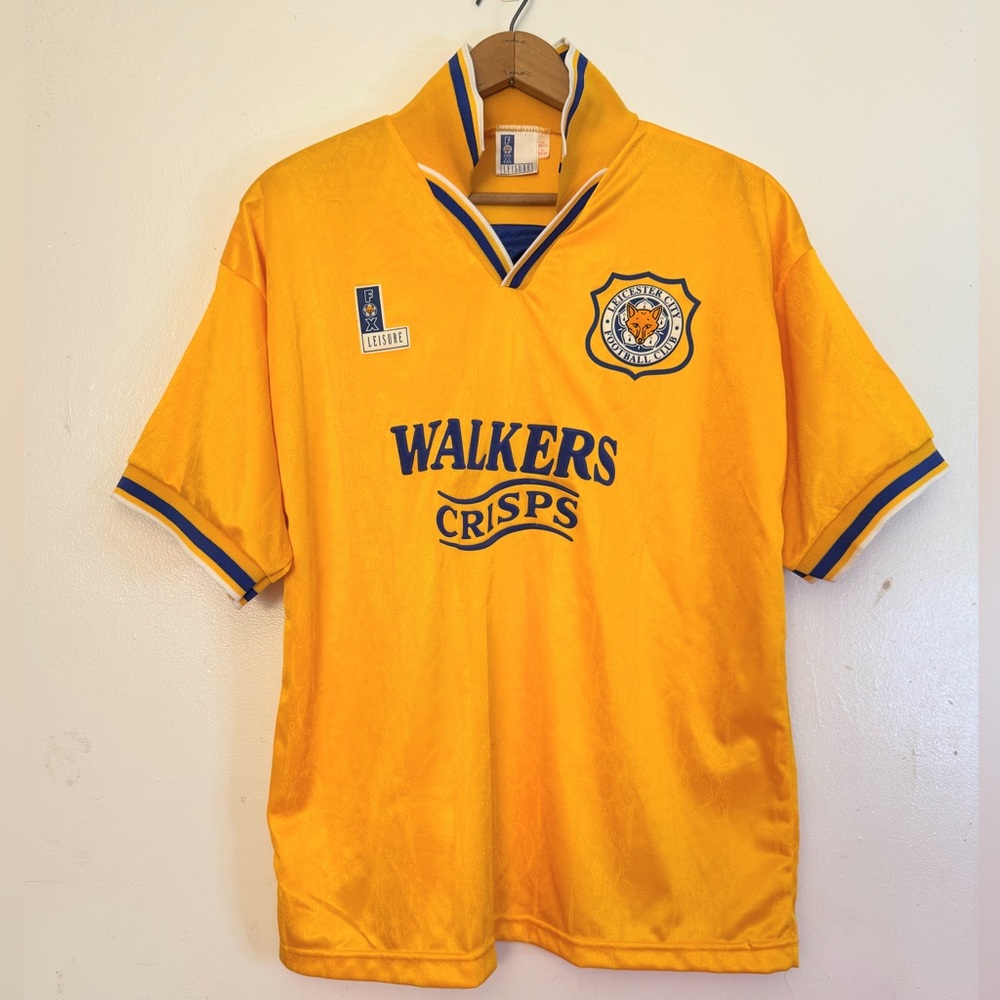 Vintage Leicester City Fox Leisure 1995/96 Away Football Soccer Jersey XL EUC